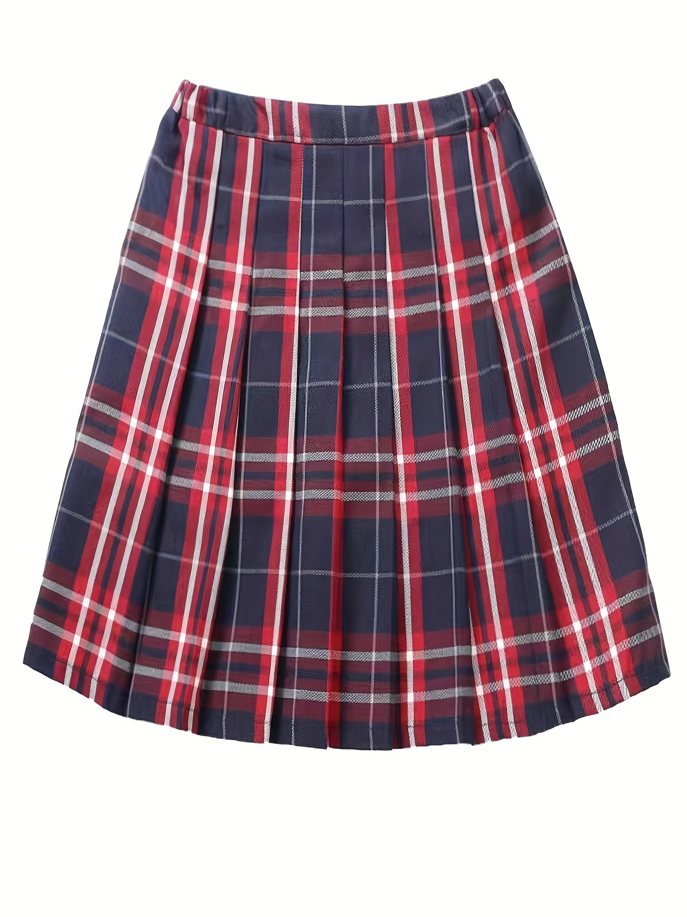 Girls Pleated Plaid Skirt School Uniform Short Skirt