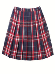 Girls Pleated Plaid Skirt School Uniform Short Skirt