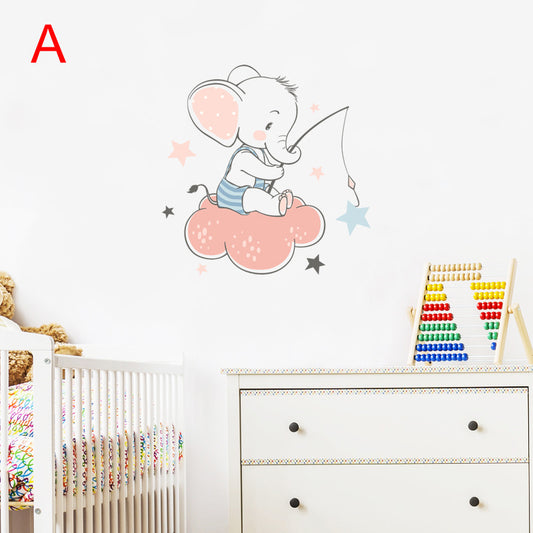 Watercolor Baby Elephant Wall Sticker for Nursery Room Decor