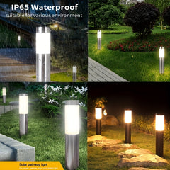 2pcs Solar Outdoor LED Light Stainless Steel Waterproof Modern Design