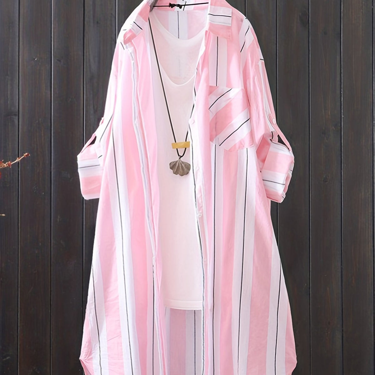  Women's Striped Long Sleeve Shirt Dress