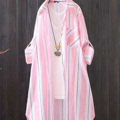  Women's Striped Long Sleeve Shirt Dress