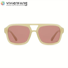 VIVIENFANG Square Aviator Sunglasses Polarized Vintage Pilot UV Protection