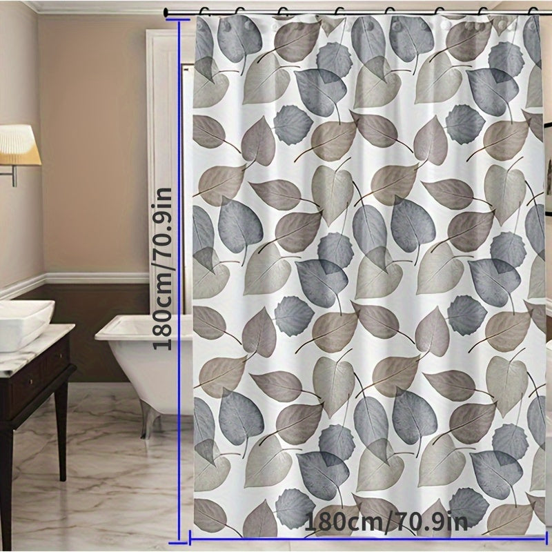 Waterproof Leaves Pattern Shower Curtain