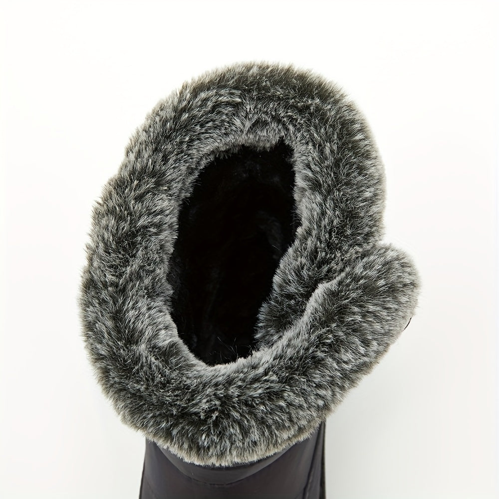 Women's Solid Snow Boots Fur Lined Platform Winter Boots