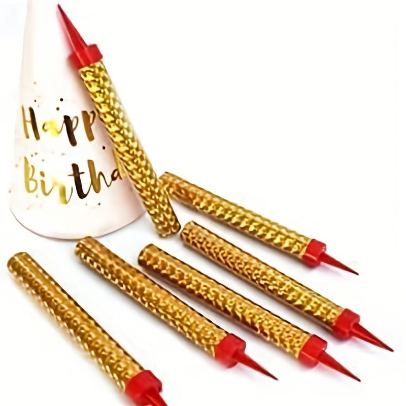 6pcs Golden Birthday Candles Long Thin Cake Cupcake Candles