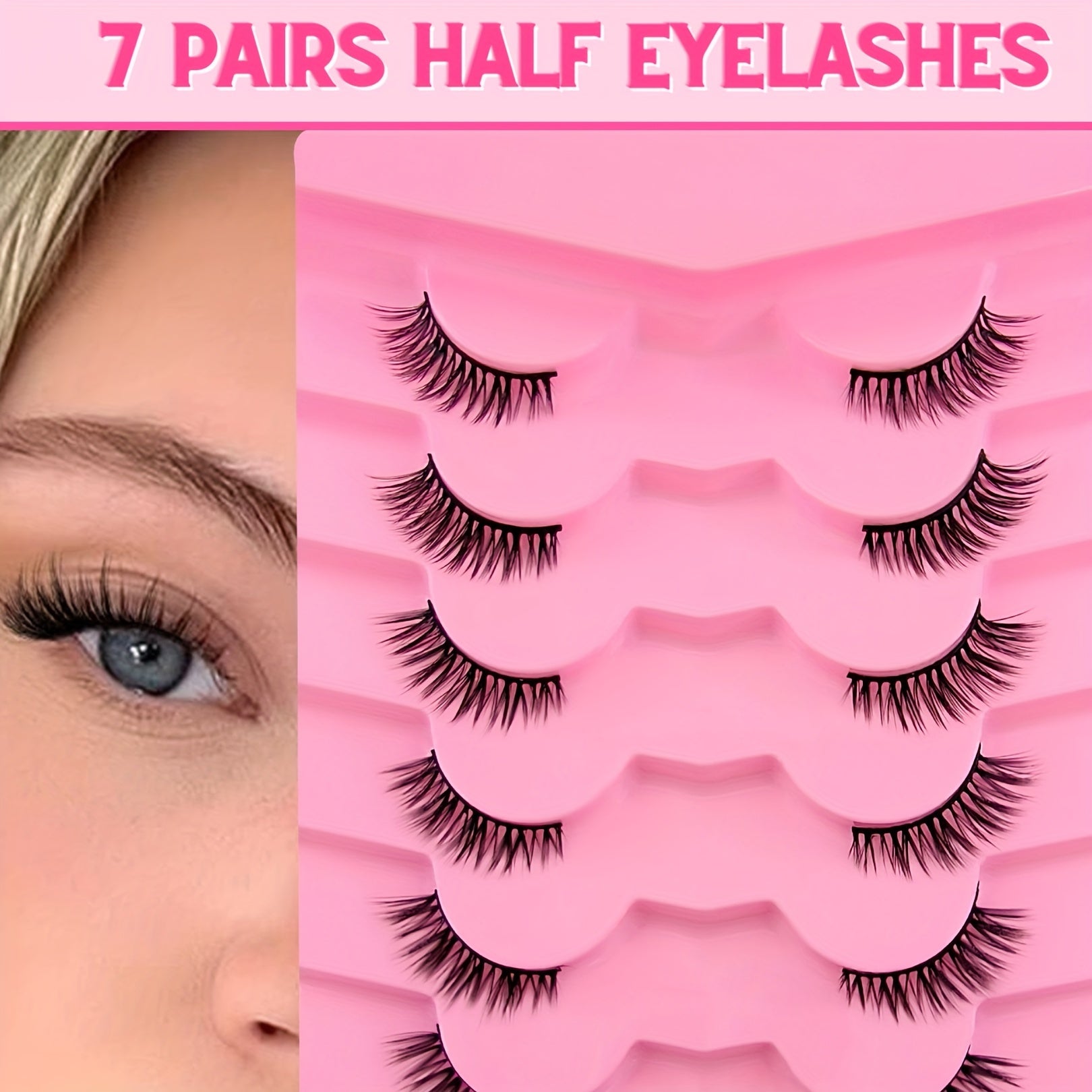 7 Pairs Cat Eye Lashes Cluster Fluffy Natural Faux Mink False Eyelashes