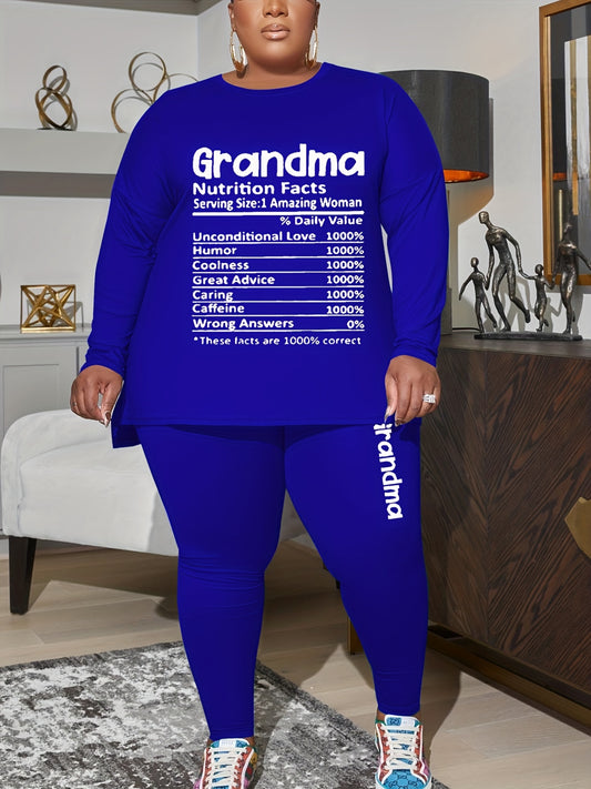 Letter Print Top & Leggings 2 Pc Set