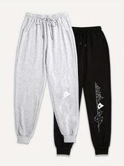 Women's Plus Cat Print Jogger Sweatpants Set with Pockets