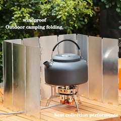 10 Plates Camping Stove Windscreen Windproof Folding Pot Windshield