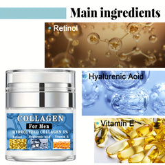 Men Face Cream with Collagen Retinol Hyaluronic Acid Vitamin E 1.76 Oz