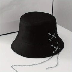 Solid Cotton Bucket Hat Colorful Ribbon Decor Fisherman Cap