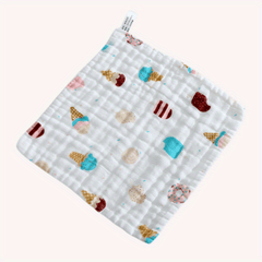 Baby Cartoon Bib Six Layer Gauze Square Towel