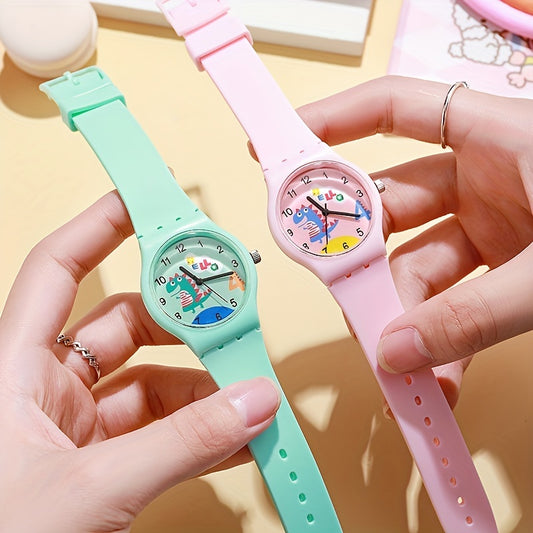 Colorful Small Dinosaur Quartz Watch With Silicone Strap