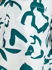  Graffiti Print Button Up Long Sleeve Blouse