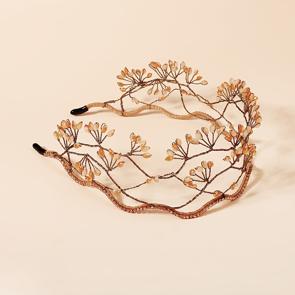Beaded Crystal Mesh Boho Headband Hair Accessory