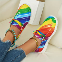 Women's Multicolor Canvas Shoes Casual Lace Up Low Top Lightweight Outdoor Shoes
