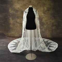 Vintage Lace Bridal Veil with Hair Comb