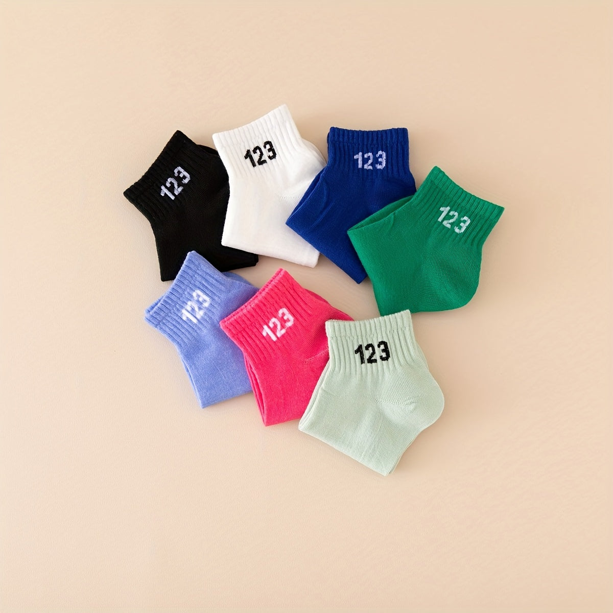 7 Pairs Number Print Socks Comfy Crew Sports Socks Women's Stockings