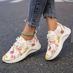 Women's Mushroom Print Running Shoes Lightweight Lace Up Sneakers