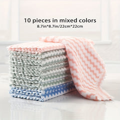 10pcs Microfiber Dish Cloths Thickened Coral Velvet Cationic Double Sided Towels