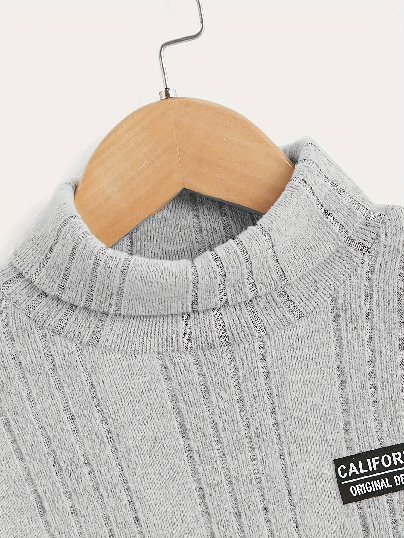 Boys Letter Print Sweater Round Neck Long Sleeve Knit Top
