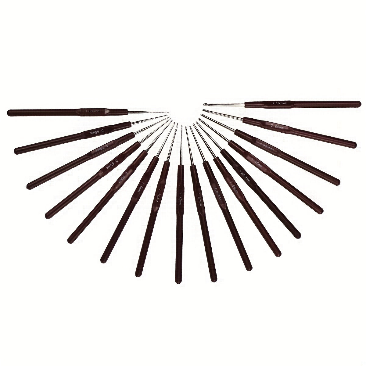 16pcs Ergonomic Crochet Hooks Set 0.5mm-2.5mm Knitting Needles Set