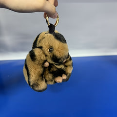 Leopard Print Rabbit Plush Pendant Keychain Bag Charm for Women Car Accessories