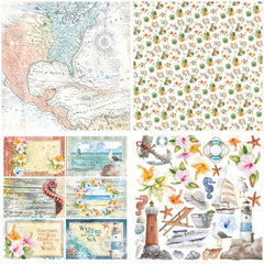 Summer Breeze Themed Paper Sheets for DIY Projects - Set of 12