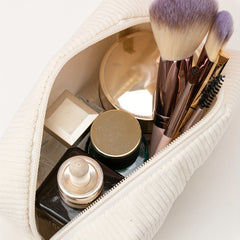 Tulip Embroidery Square Makeup Bag Roomy Zipper Toiletry Bag