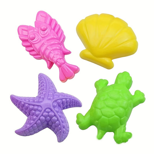 Marine Animals Sand Molds 4-Piece Set for Beach & Snow Fun