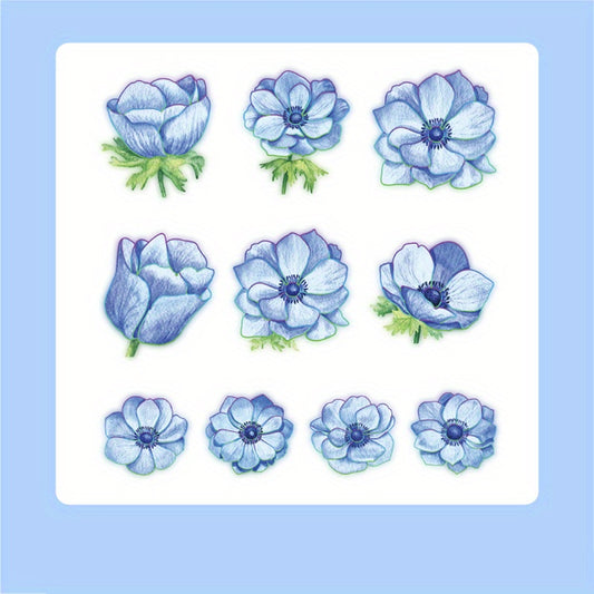 10PCS Flower DIY Paper Stickers Art Supplies PET DIY Decorative Planning