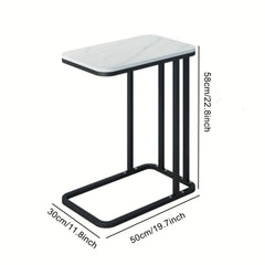 Marble Pattern C-Shaped End Table for Living Room, Bedroom