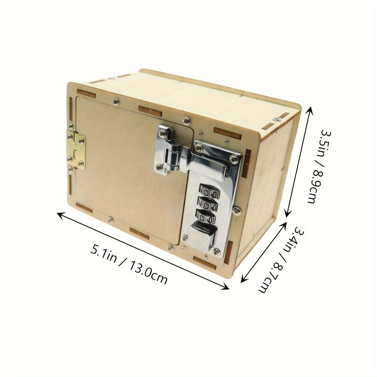 DIY Wooden Mechanical Lock Box Puzzle with Secure Metal Latch Yellow