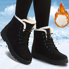 Women's Plush Mid Calf Boots Round Toe Winter Platform Sneakers