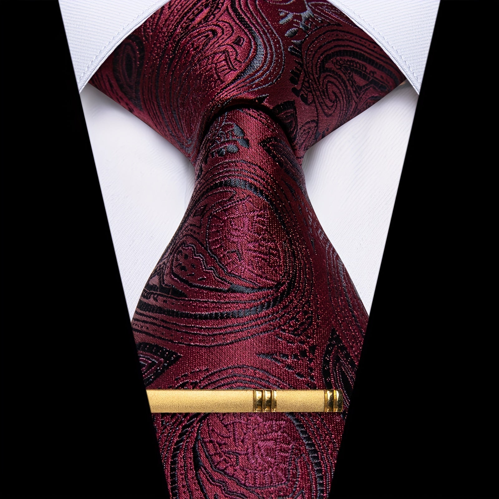 Men's Striped Jacquard Tie Set Necktie Clip Business Wedding