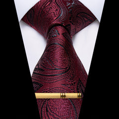 Men's Striped Jacquard Tie Set Necktie Clip Business Wedding