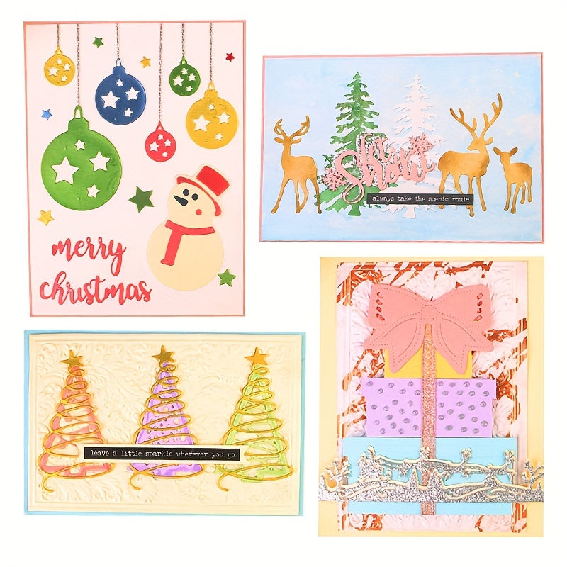 9pcs Christmas Metal Cutting Dies Xmas Tree Snowman Embossing Snowflake Stencils