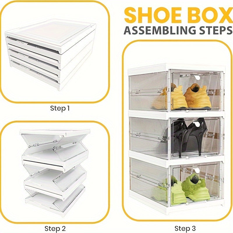 3 Layer Shoe Box With Door Plastic Shoes Storage Box