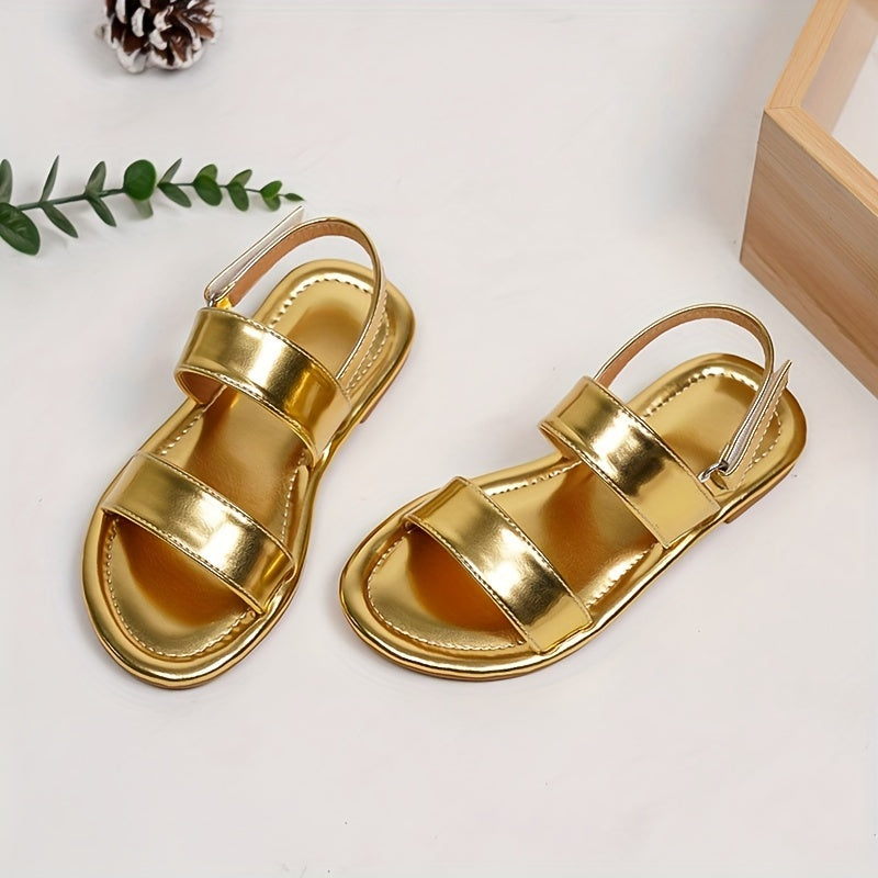 Girls Solid Open Toe Sandals Lightweight Breathable Vacation Beach Shoes