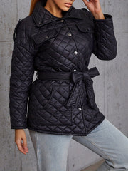 Solid Button Front Coat Long Sleeve Warm Outerwear