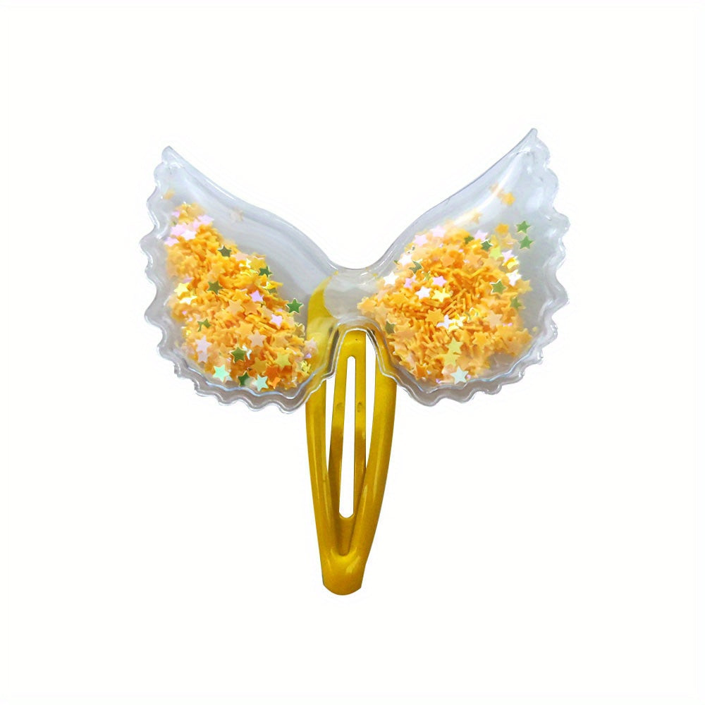 2pcs Colorful Wing Hair Clips Sequin Snap Hair Accessories For Kids