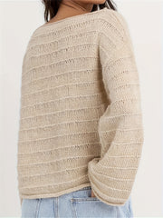  Casual Sweater Women's Solid Round Neck Jumper