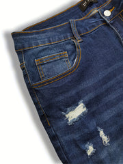  Leopard Skinny Jeans Washed Ripped Button Fly Casual Denim