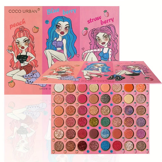 48 Colors Eyeshadow Palette Matte Pearly Finish Multicolor Coral Brown