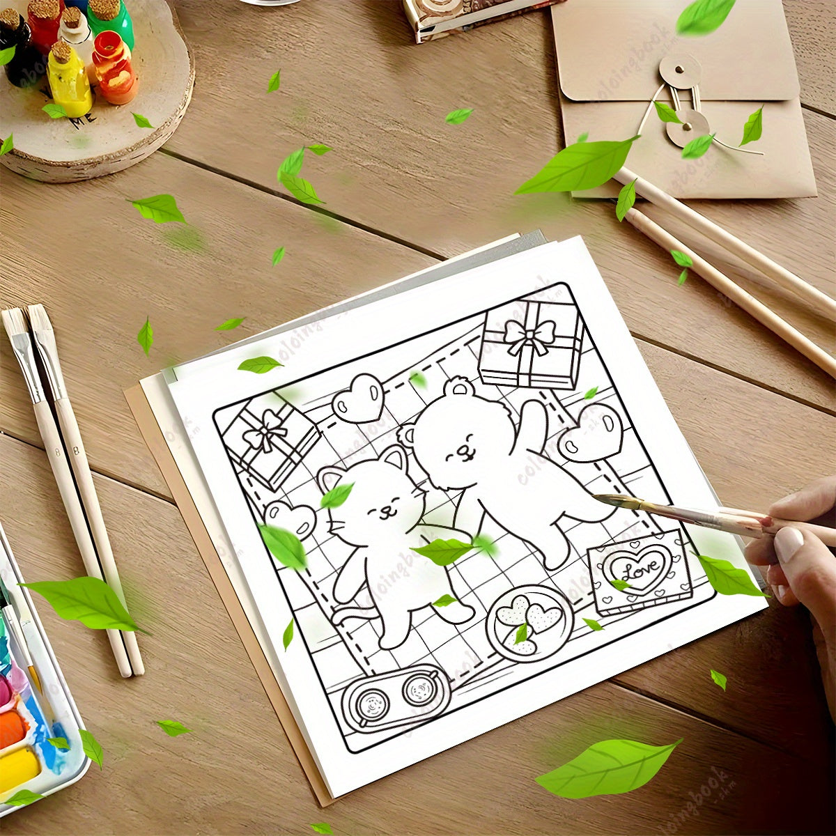 Deluxe Paws & Hearts Coloring Book - 20 Pages - Unique Cover Design