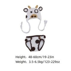 2pcs Cow Baby Crochet HandKnitted Costume Newborn Photography Props