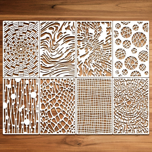 8pcs Reusable Texture Painting Stencil Crocodile Parquet Cross Section