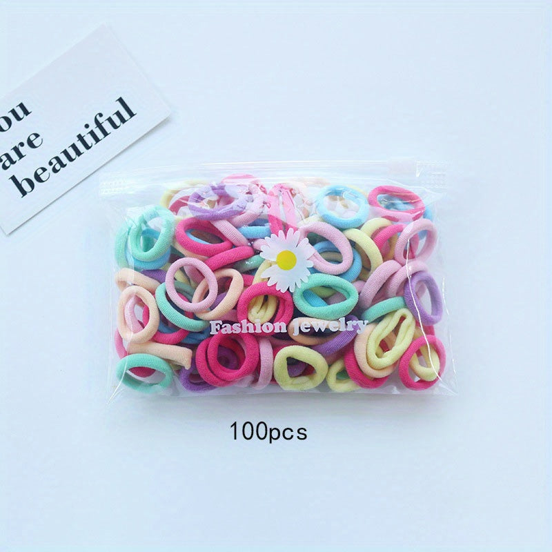 100pcs Cartoon Colorful Hair Ties, Holiday Gift for Girls