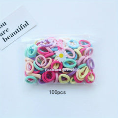 100pcs Cartoon Colorful Hair Ties, Holiday Gift for Girls